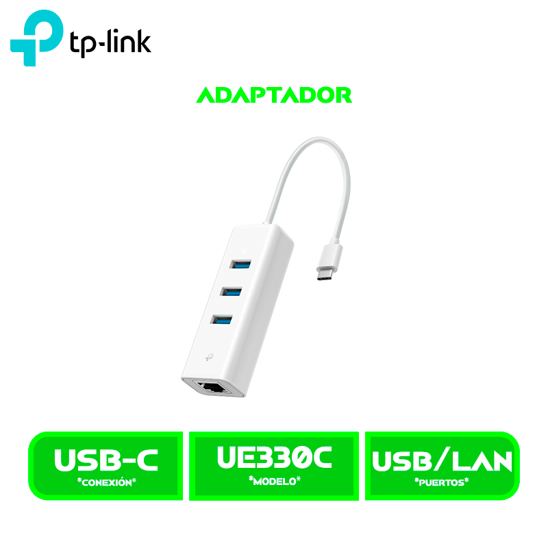 HUB TP-LINK UE330C USB A RJ45 GIGABIT + 3 PUERTOS USB 3.0 - TL-UE330C
