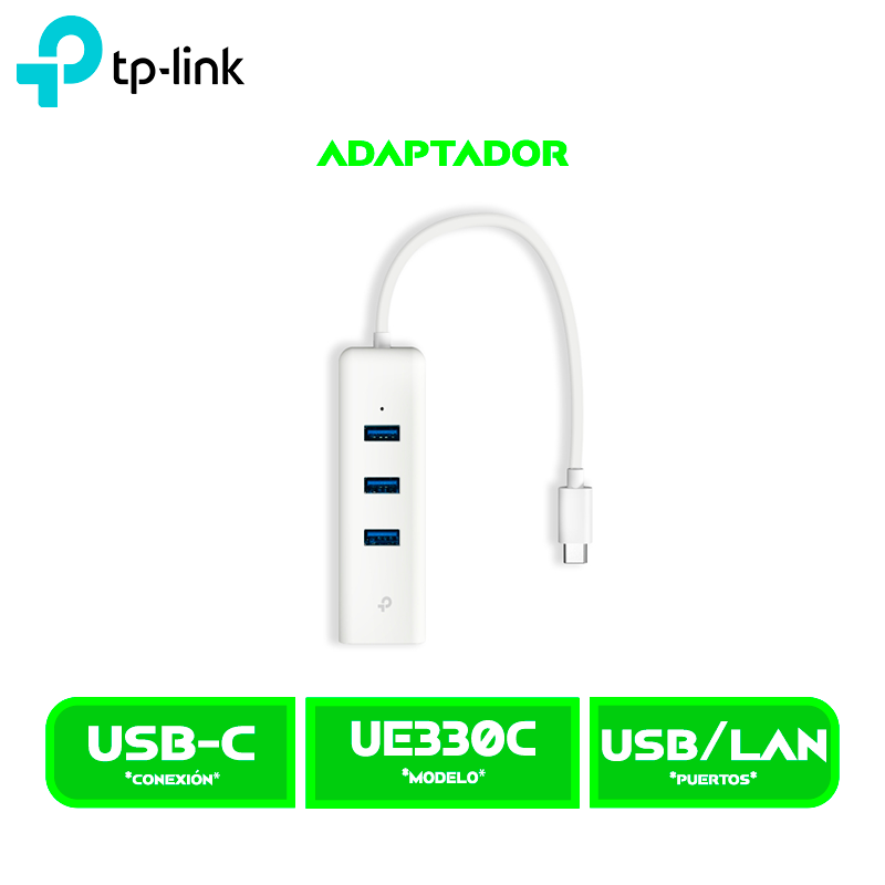 HUB TP-LINK UE330C USB A RJ45 GIGABIT + 3 PUERTOS USB 3.0 - TL-UE330C