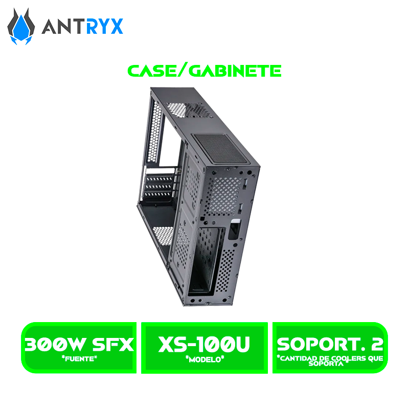 CASE ANTRYX XTREME SLIM XS-100U BLACK MATX USB 3.0 USB C/ FUENTE DE 300W (AC-XS100UK-300CPR1)