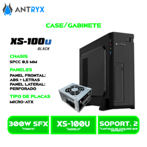XS-100U CASE ANTRYX XTREME SLIM XS-100U BLACK MATX USB 3.0 USB C/ FUENTE DE 300W (AC-XS100UK-300CPR1)