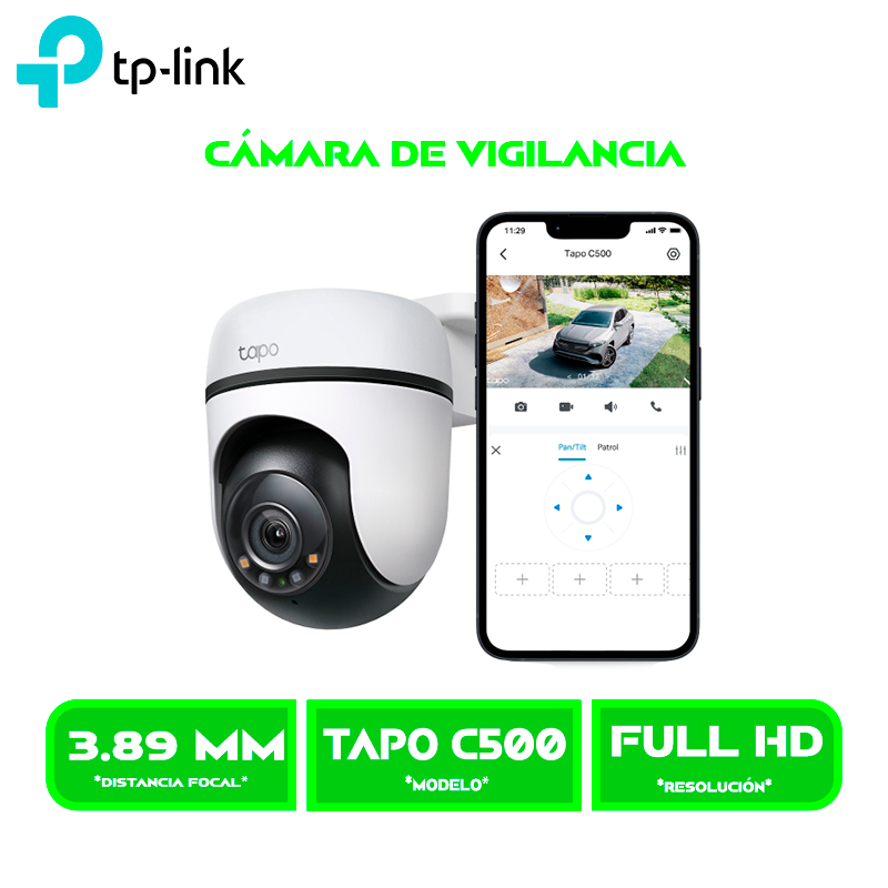 CAMARA DE VIGILANCIA TP-LINK TAPO C500 FHD WIFI, 360º 1080P, PARA EXT RESISTENTE VISIÓN NOCTURNA MEMORIA MICROSD 512 GB ALARMA CON SONIDO PERSONALIZABLE (TAPO C500)