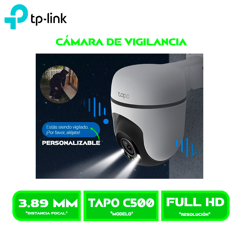 CAMARA DE VIGILANCIA TP-LINK TAPO C500 FHD WIFI, 360º 1080P, PARA EXT RESISTENTE VISIÓN NOCTURNA MEMORIA MICROSD 512 GB ALARMA CON SONIDO PERSONALIZABLE (TAPO C500)