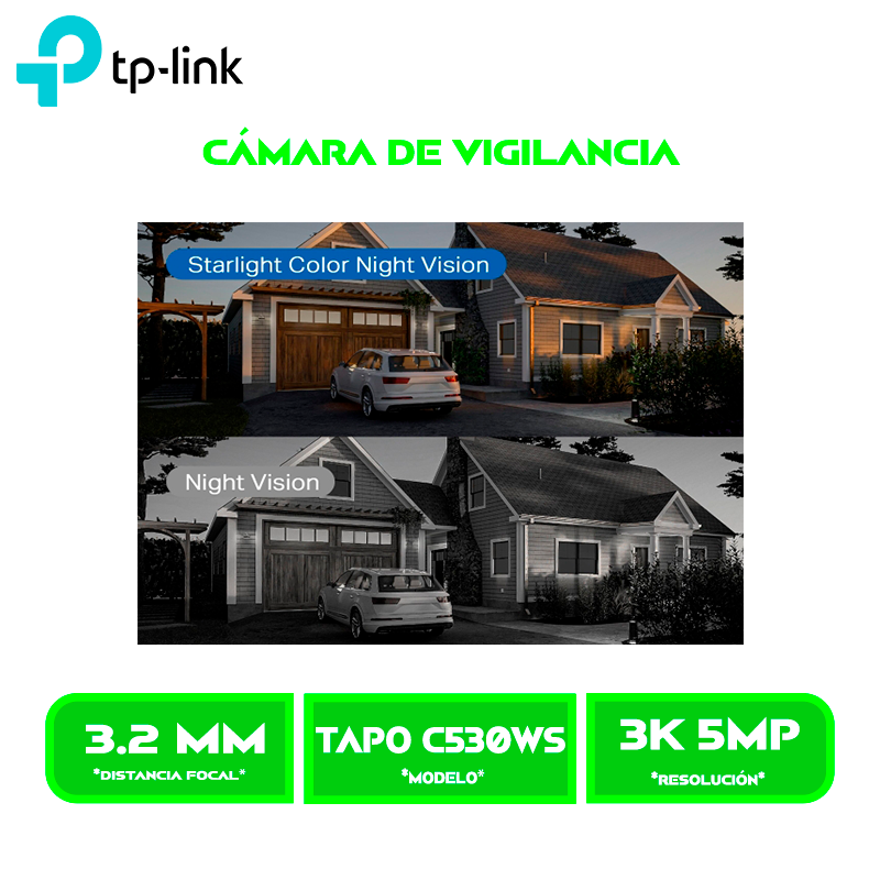 CAMARA DE VIGILANCIA TP-LINK TAPO C530WS, 3K 5MP, 360°, WI-FI VISION NOCTURNA (TAPO C530WS