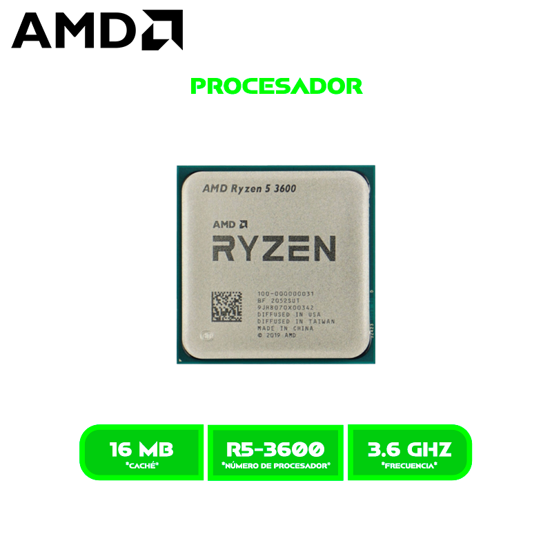 PROCESADOR AMD RYZEN 5 3600 3.6 GHZ / 4.2 GHZ /AM4/ (#100-100000031BOX)