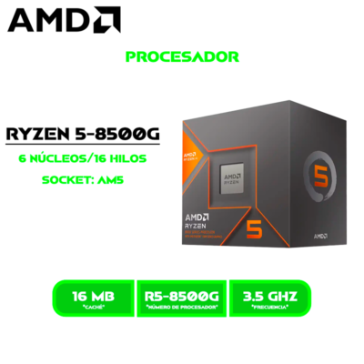PROCESADOR AMD RYZEN 5 8500G 3.5 GHZ / 5GHZ 16MB / AM5/ 6 NUCLEOS