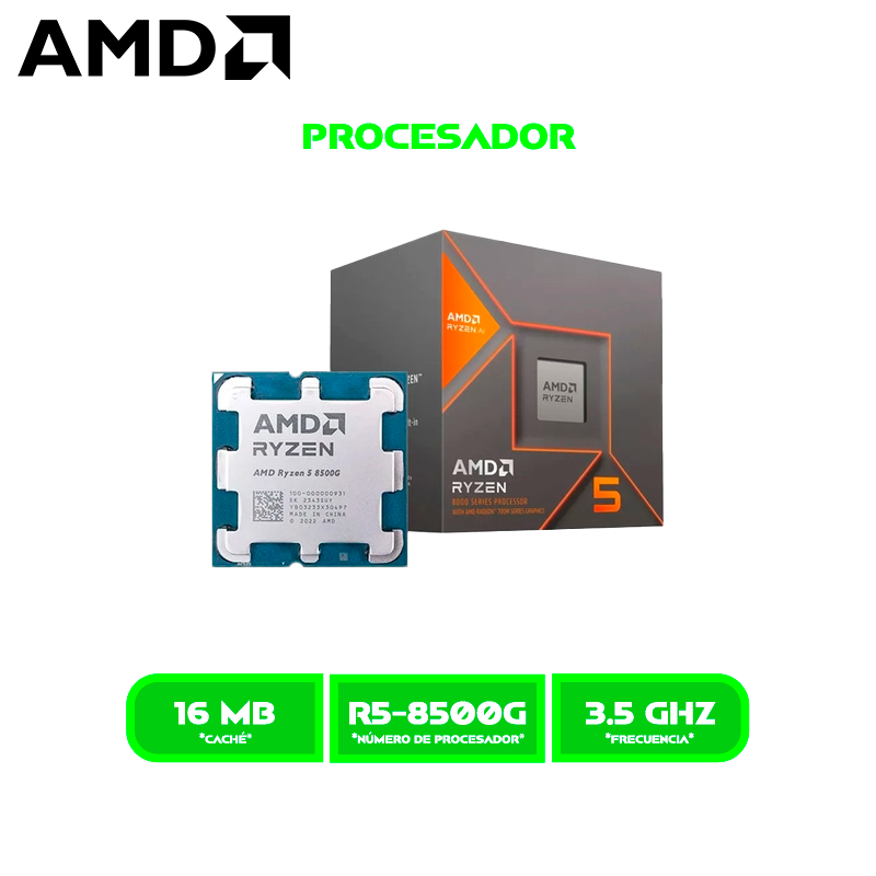 PROCESADOR AMD RYZEN 5 8500G 3.5 GHZ / 5GHZ 16MB / AM5/ 6 NUCLEOS