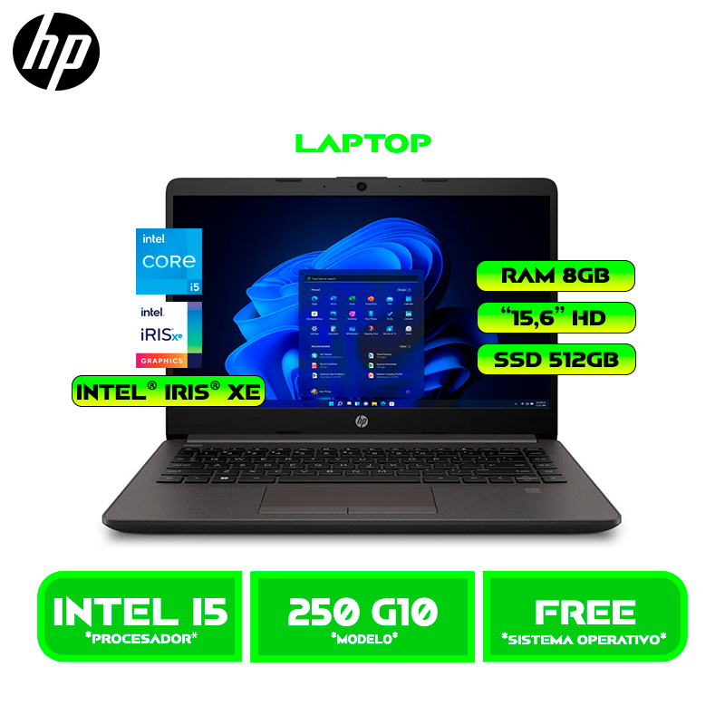 LAPTOP HP 250 G10 CORE I5-1334U, 8GB, SSD512GB, 15.6 FHD FREE,(9E4Y4LT)