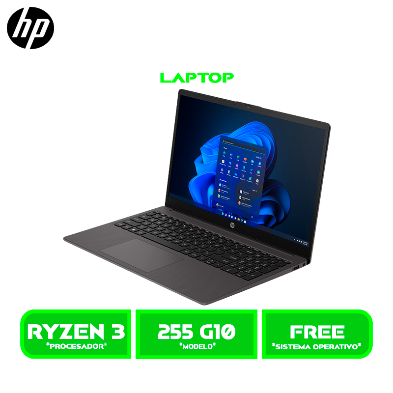 LAPTOP HP 255 G10, AMD RYZEN 3 7320U, 8GB, 256GB SSD P. 15.6" LED, FREEDOS (A9BS1LT)
