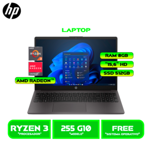 255 G10 LAPTOP HP 255 G10, AMD RYZEN 3 7320U, 8GB, 256GB SSD P. 15.6" LED, FREEDOS (A9BS1LT)