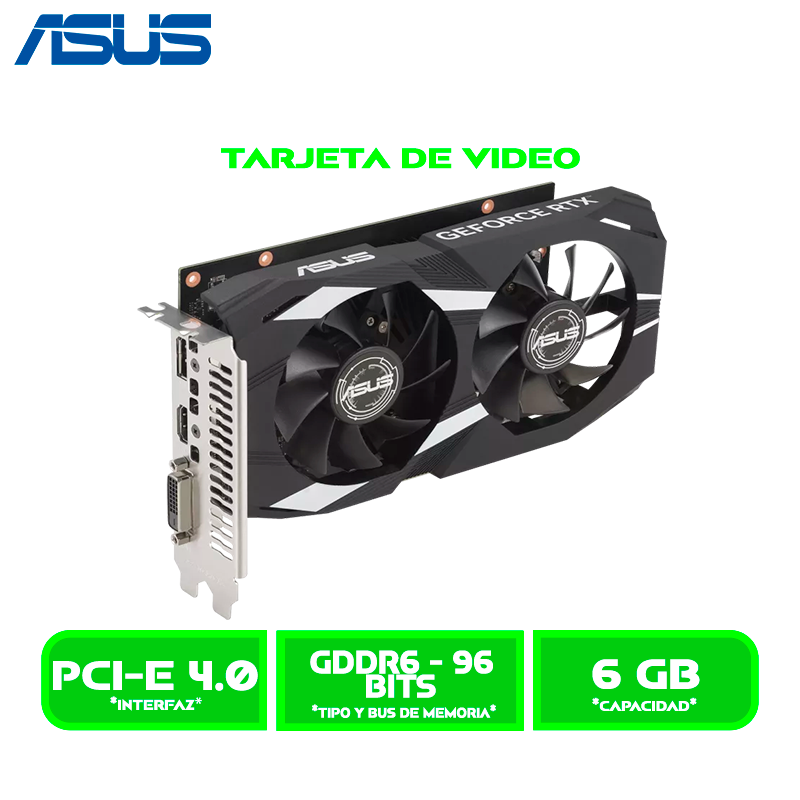 TARJETA DE VIDEO ASUS GEFORCE RTX 3050 6GB GDDR6 96BITS DUAL OC EDITION (DUAL-RTX3050-O6G)