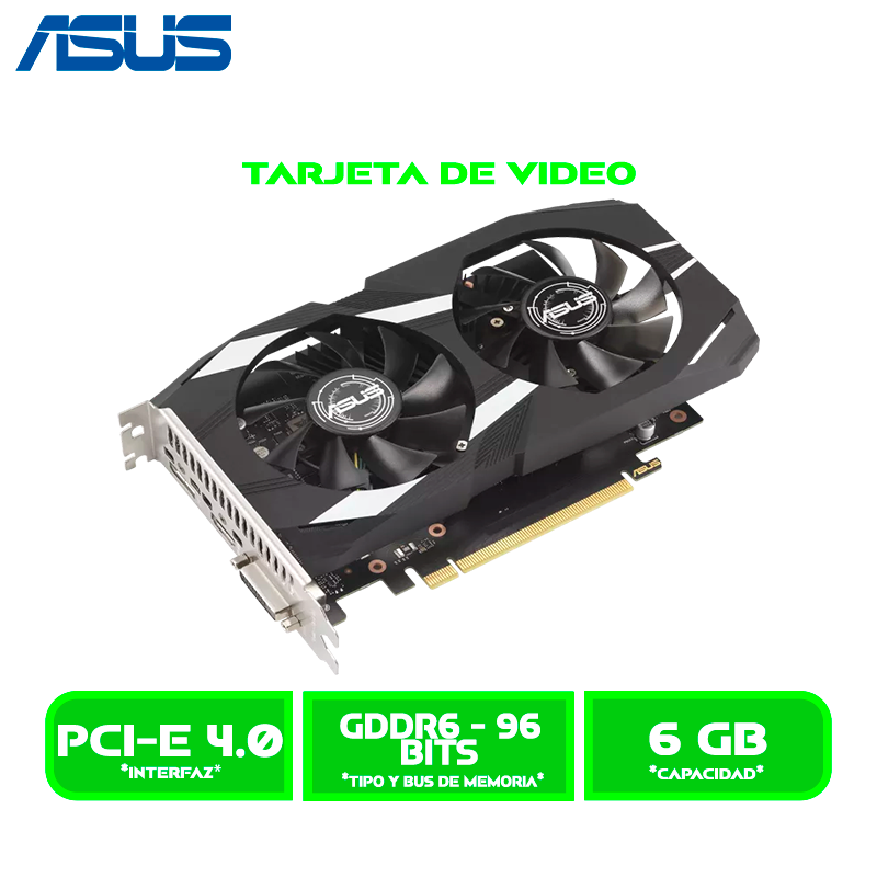 TARJETA DE VIDEO ASUS GEFORCE RTX 3050 6GB GDDR6 96BITS DUAL OC EDITION (DUAL-RTX3050-O6G)