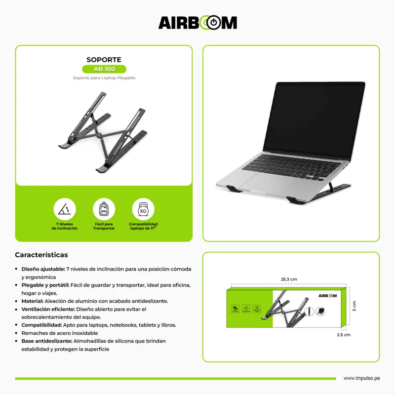 COOLER AIRBOOM PARA LAPTOP, (AB 100) PLEGABLE
