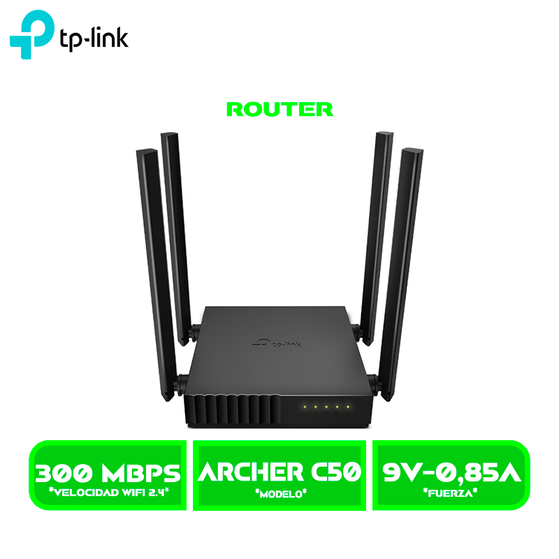 ROUTER TP-LINK ARCHER C50 AC1200 WIRELESS 2BAND 4 ANTENAS 300MBPS