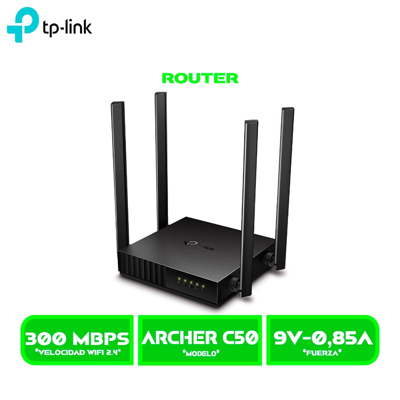 ROUTER TP-LINK ARCHER C50 AC1200 WIRELESS 2BAND 4 ANTENAS 300MBPS