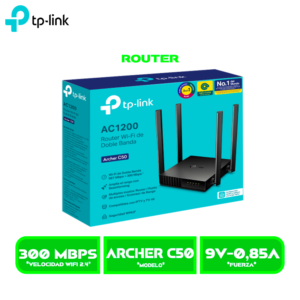 ROUTER TP-LINK ARCHER C50 AC1200 WIRELESS 2BAND 4 ANTENAS 300MBPS