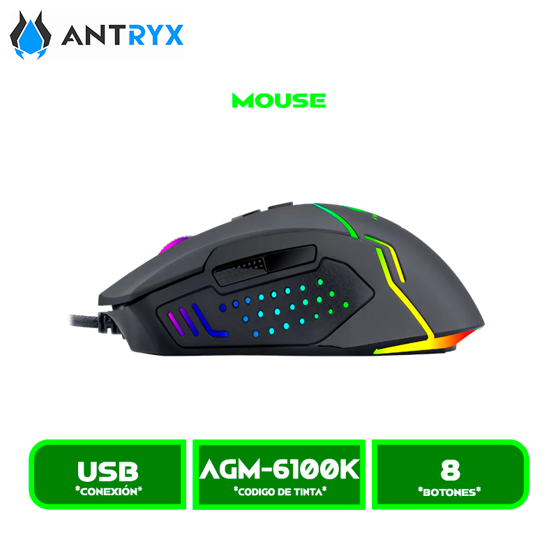 MOUSE GAMING ANTRYX CHROME STORM ASKALON DPI 12400,RGB ( AGM-6100K)