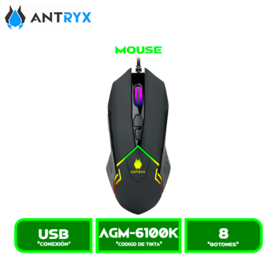 MOUSE GAMING ANTRYX CHROME STORM ASKALON DPI 12400,RGB ( AGM-6100K)