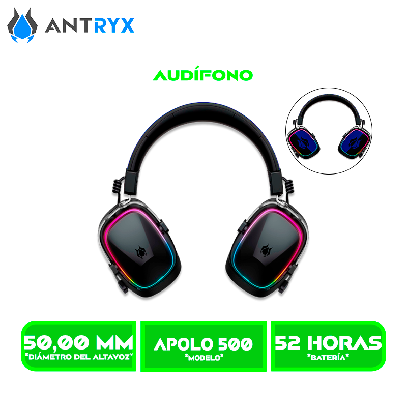 Apolo 500 1 AUDIFONO C/MICROFONO ANTRYX APOLO 500 TRIX, 2.4G, BT WIRELESS (AWGH-AP500KTX)
