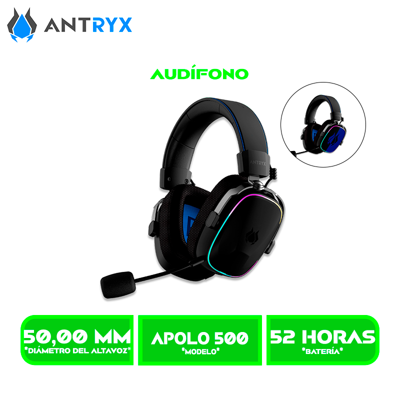 Apolo 500 2 AUDIFONO C/MICROFONO ANTRYX APOLO 500 TRIX, 2.4G, BT WIRELESS (AWGH-AP500KTX)