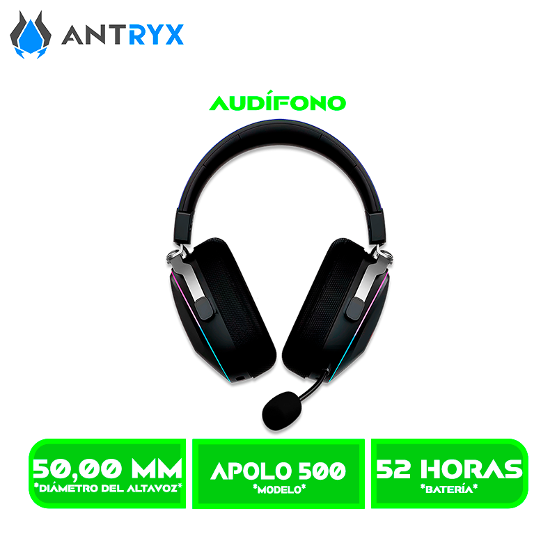 Apolo 500 3 AUDIFONO C/MICROFONO ANTRYX APOLO 500 TRIX, 2.4G, BT WIRELESS (AWGH-AP500KTX)