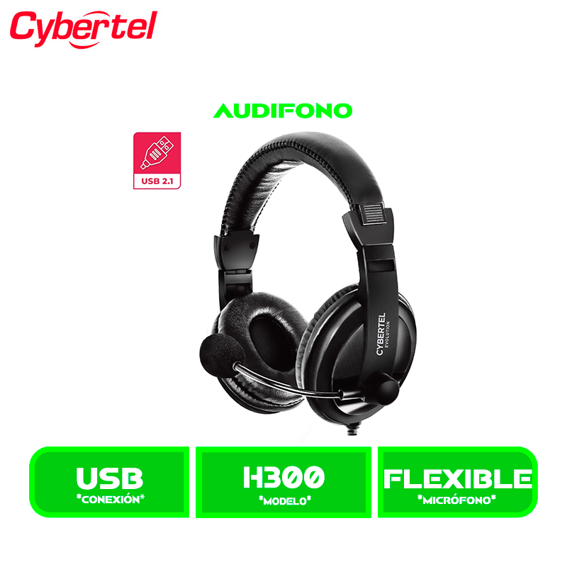 AUDIFONO C/MICROFONO CYBERTEL EVOLUTION CYB H300 USB CABLE NYLON
