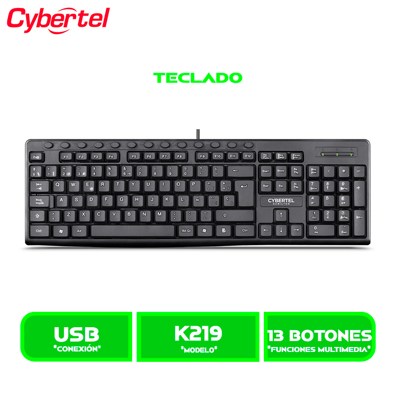 TECLADO MULTIMEDIA CYBERTEL HAMILTON CYB K219 USB