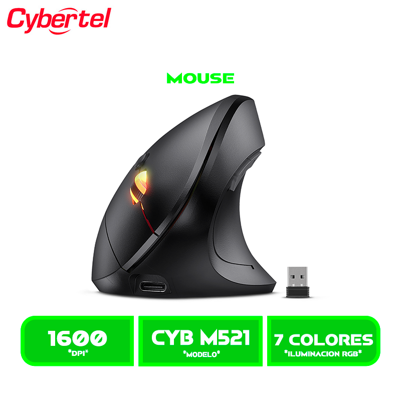 MOUSE CYBERTEL DIAMOND 3 (CYB M521) VERTICAL, BT, WIFI, RECARGABLE