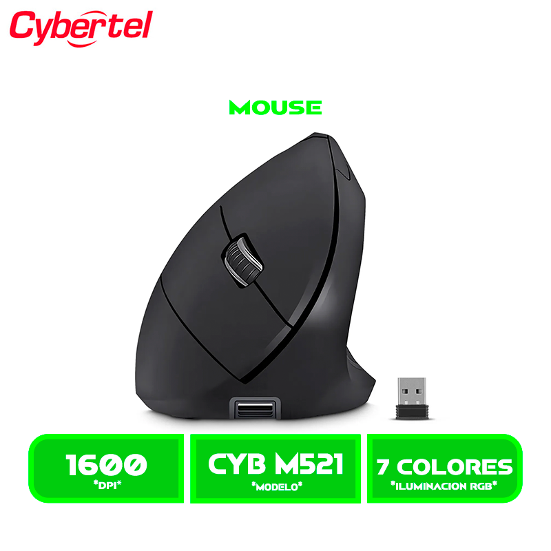 MOUSE CYBERTEL DIAMOND 3 (CYB M521) VERTICAL, BT, WIFI, RECARGABLE