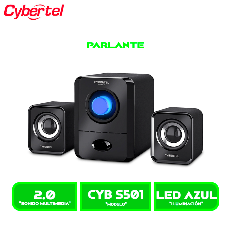 PARLANTE CYBERTEL KILLER CYB S501 2.1 LED AZUL, MULTIMEDIA USB BLACK