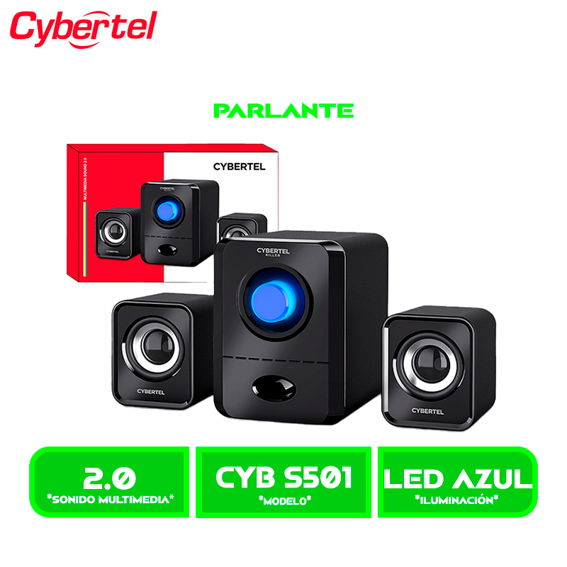 PARLANTE CYBERTEL KILLER CYB S501 2.1 LED AZUL, MULTIMEDIA USB BLACK