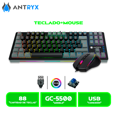 TECLADO+MOUSE MECANICO ANTRYX GC-5500, BLUE SWITCH (AGC-5500KBL-SP)