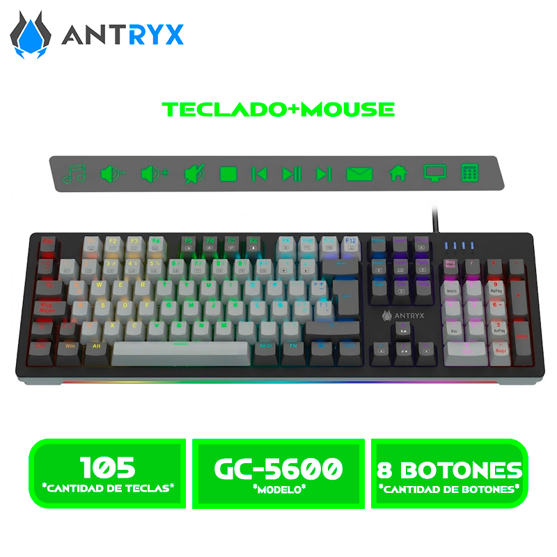 TECLADO+MOUSE MECANICO ANTRYX GC-5600,BLUE SWITCH (AGC-5600KBL-SP)