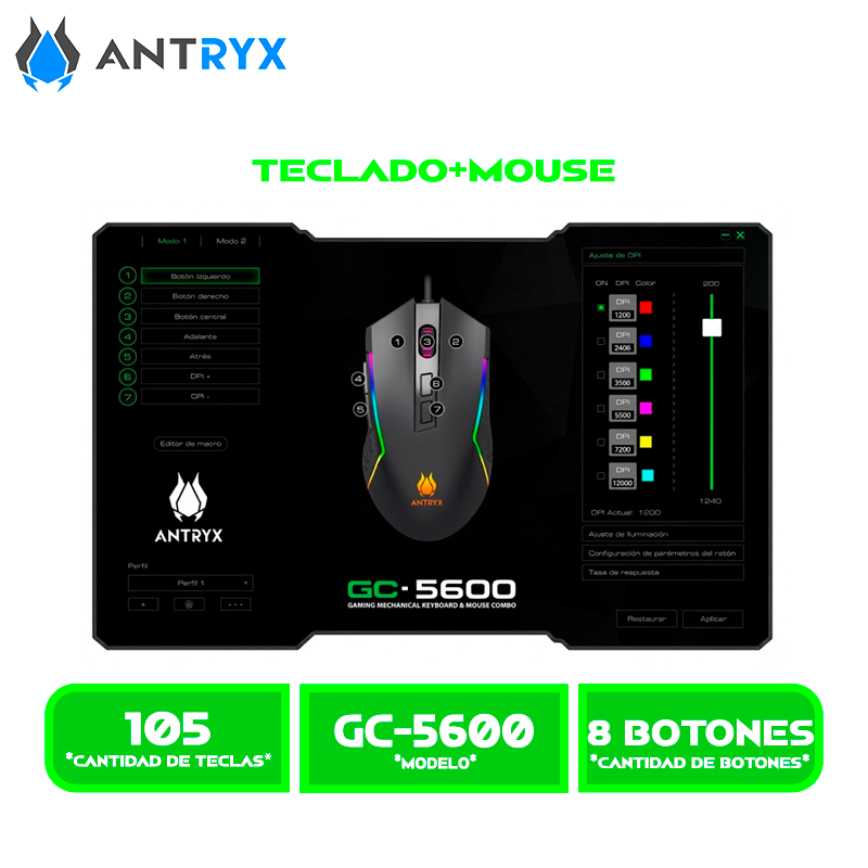TECLADO+MOUSE MECANICO ANTRYX GC-5600,BLUE SWITCH (AGC-5600KBL-SP)