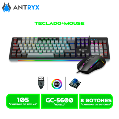 TECLADO+MOUSE MECANICO ANTRYX GC-5600,BLUE SWITCH (AGC-5600KBL-SP)