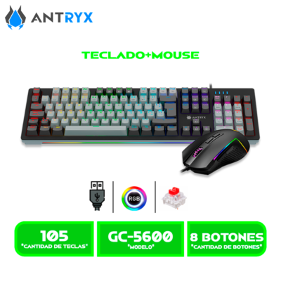 TECLADO+MOUSE MECANICO ANTRYX GC-5600, RED SWITCH (AGC-5600KRE-SP)