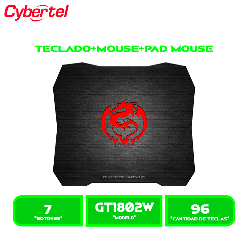 KIT TECLADO MECANICO+MOUSE GAMER+PAD GAMER CYBERTEL STRIKER CBX GT1802W USB CABLEADO WHITE