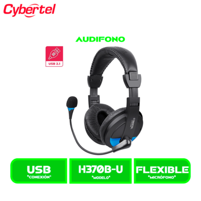 AUDIFONO C/MICROFONO CYBERTEL CYCLONE CYB H370B-U BLUE USB