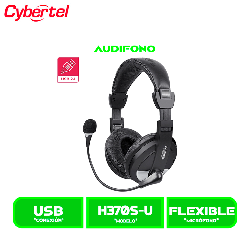 AUDIFONO C/MICROFONO CYBERTEL CYCLONE CYB H370S-U BLACK/SILVER USB