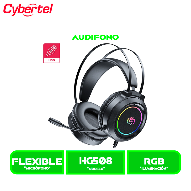 AUDIFONO C/MICROFONO CYBERTEL COMMANDER GAMER USB RGB CYB HG508