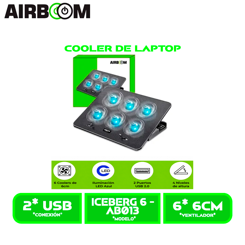 COOLER AIRBOOM ICEBERG 6 AB 013 CON BASE DE 6 COOLER 6CM