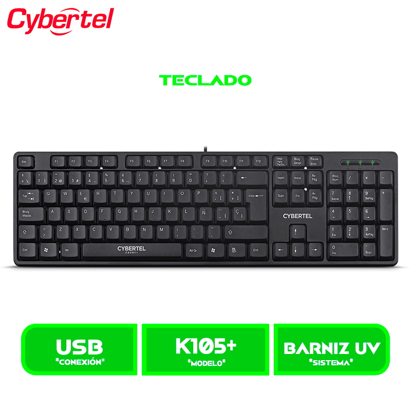 TECLADO CYBERTEL EBONY+ -CYB K105+ USB
