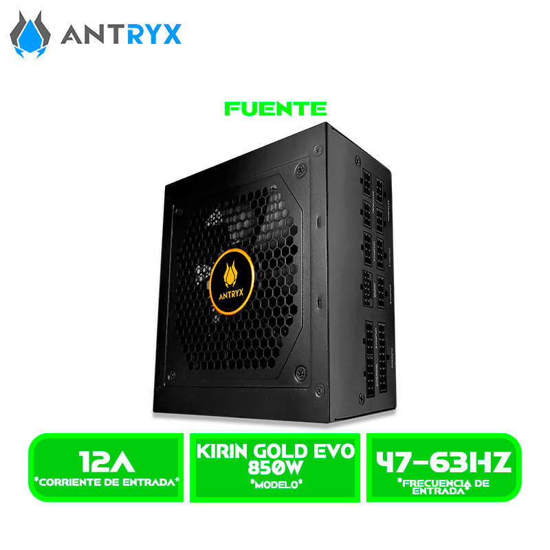 FUENTE DE PODER ANTRYX KIRIN GOLD EVO 850W 80 PLUS GOLD, MODULAR, ATX3.1 PCIE 5.0