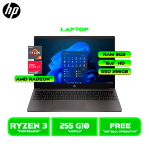 LAPTOP LAPTOP HP 255 G10, AMD RYZEN 3 7320U, 8GB, 256GB SSD P. 15.6" LED, FREEDOS (A9BS1LT)