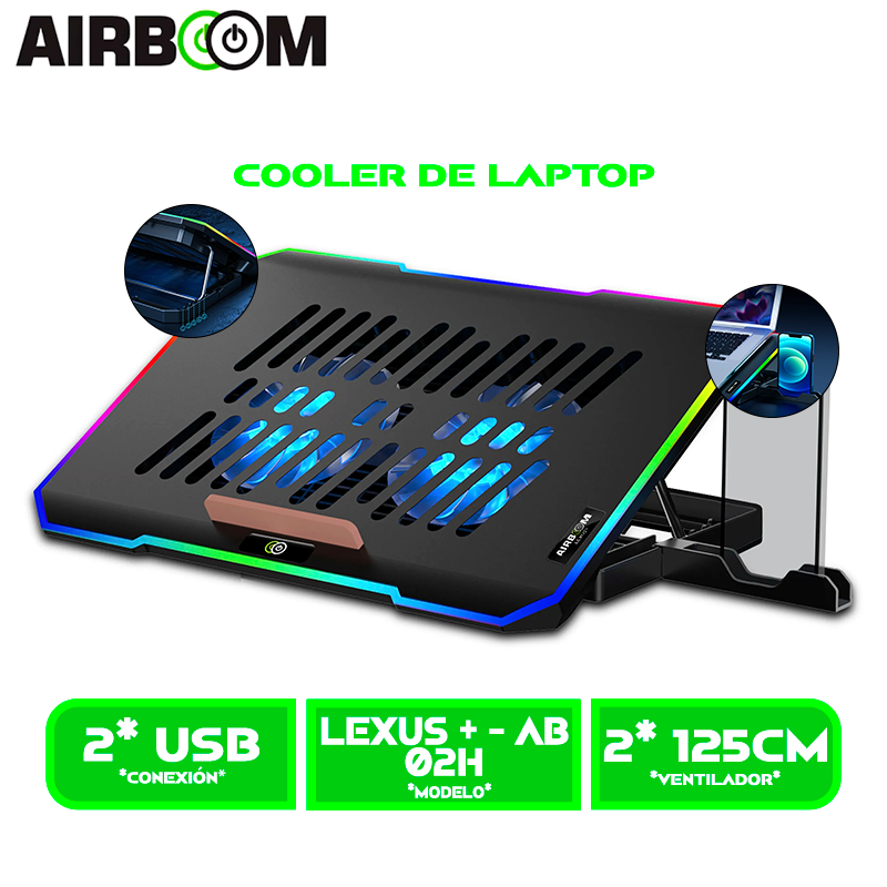 COOLER AIRBOOM LEXUS+ AB 02H 2FAN 12.5 CM CON MARCO RGB