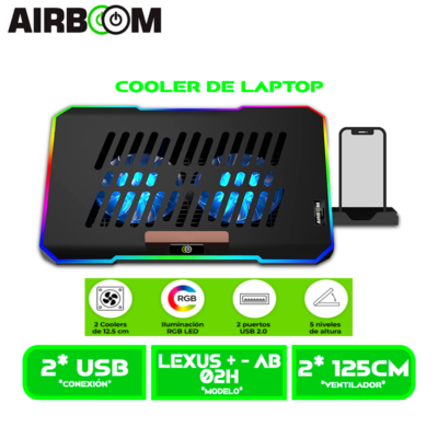 COOLER AIRBOOM LEXUS+ AB 02H 2FAN 12.5 CM CON MARCO RGB