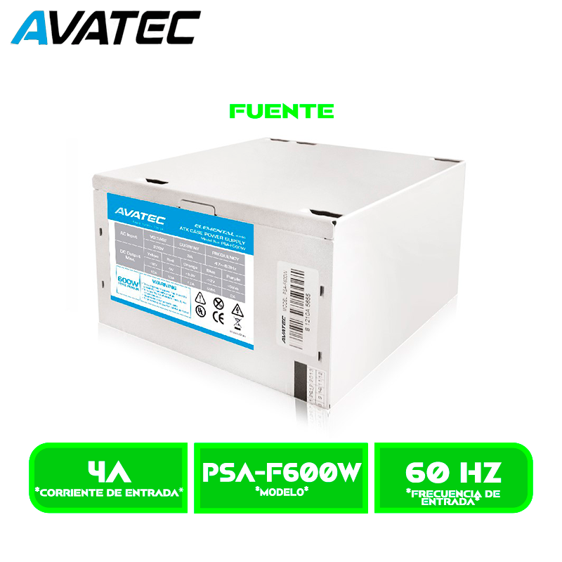 FUENTE DE PODER AVATEC BOX 600 WATT (AV-PSA- F600W)