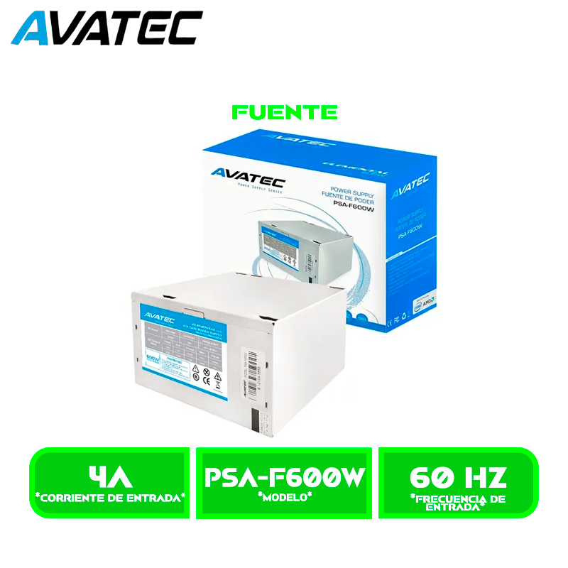 FUENTE DE PODER AVATEC BOX 600 WATT (AV-PSA- F600W)