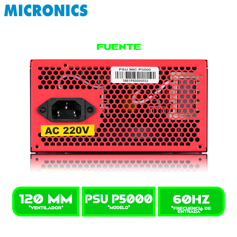 FUENTE DE PODER MICRONICS ATX MIC P5000 500W