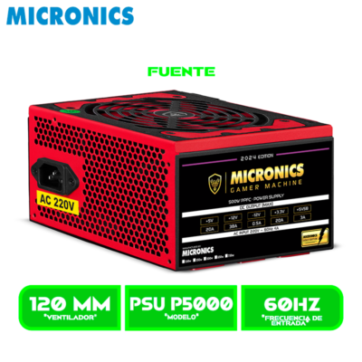 FUENTE DE PODER MICRONICS ATX MIC P5000 500W