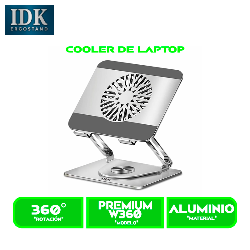 Premium W360 1 SOPORTE DE LAPTOP IDK PREMIUM W360 GIRATORIO 360 GRADOS, 1 COOLER